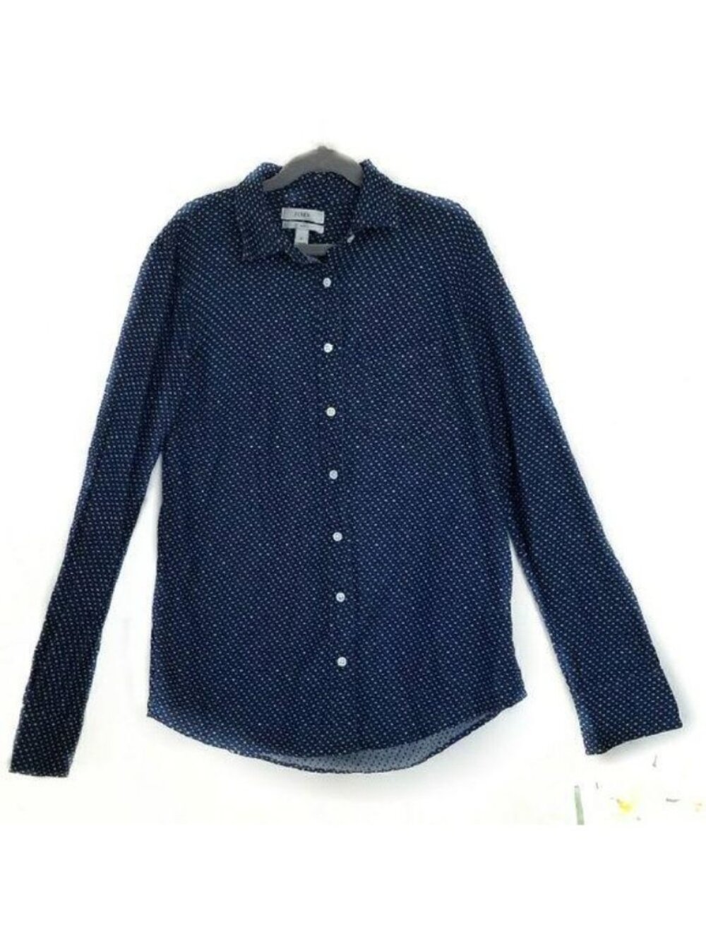 J.Crew Womens Navy Blue Polka Dot Button-Up Long Sleeve Shirt Size 0 Cotton